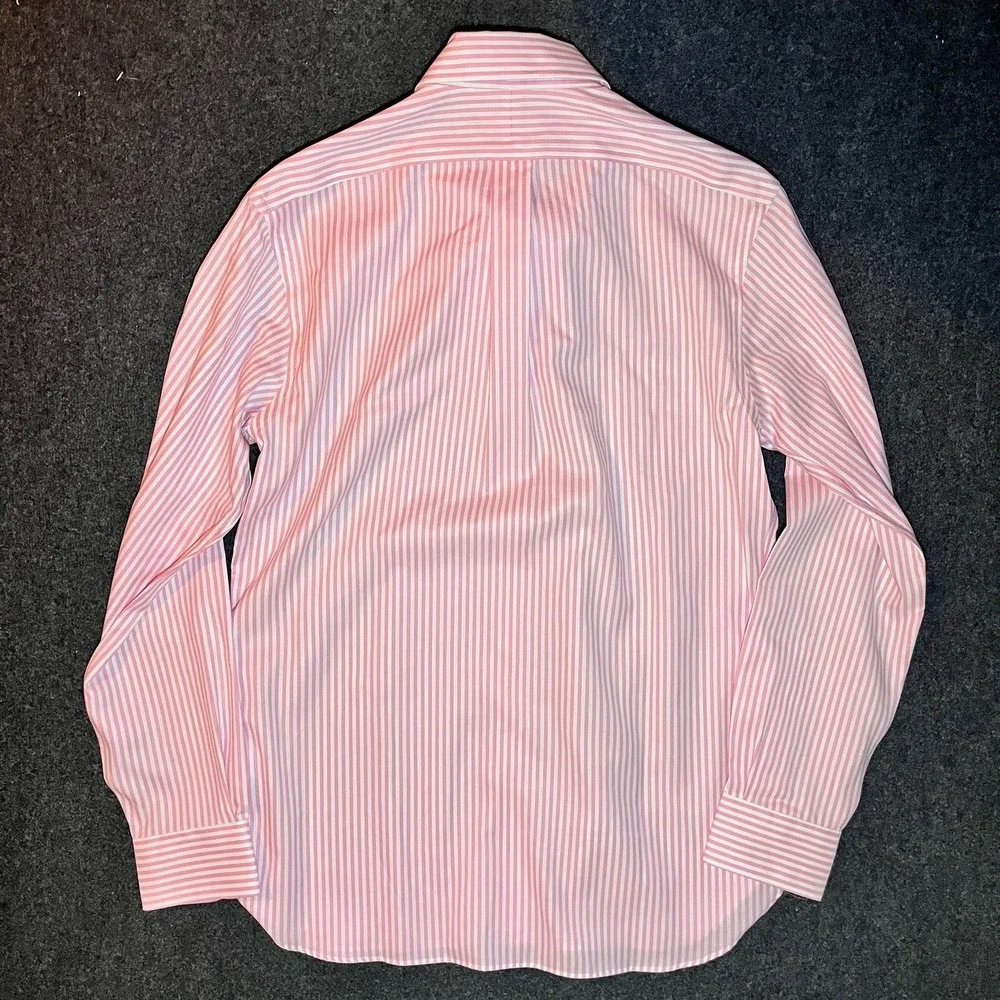 New Ralph Lauren Easy Care Pink Striped Cotton Shirt Mens‎ L 16 40/41